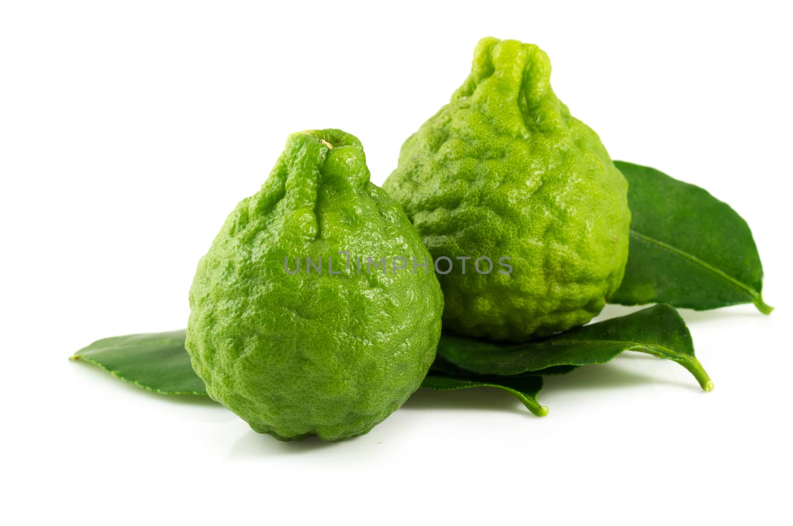 Kaffir lime fresh and leaf isolated. by seksan44