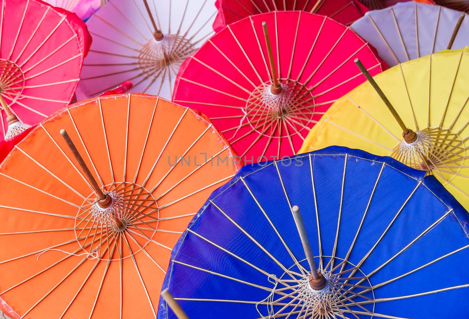 Colorful Paper Umbrella by seksan44