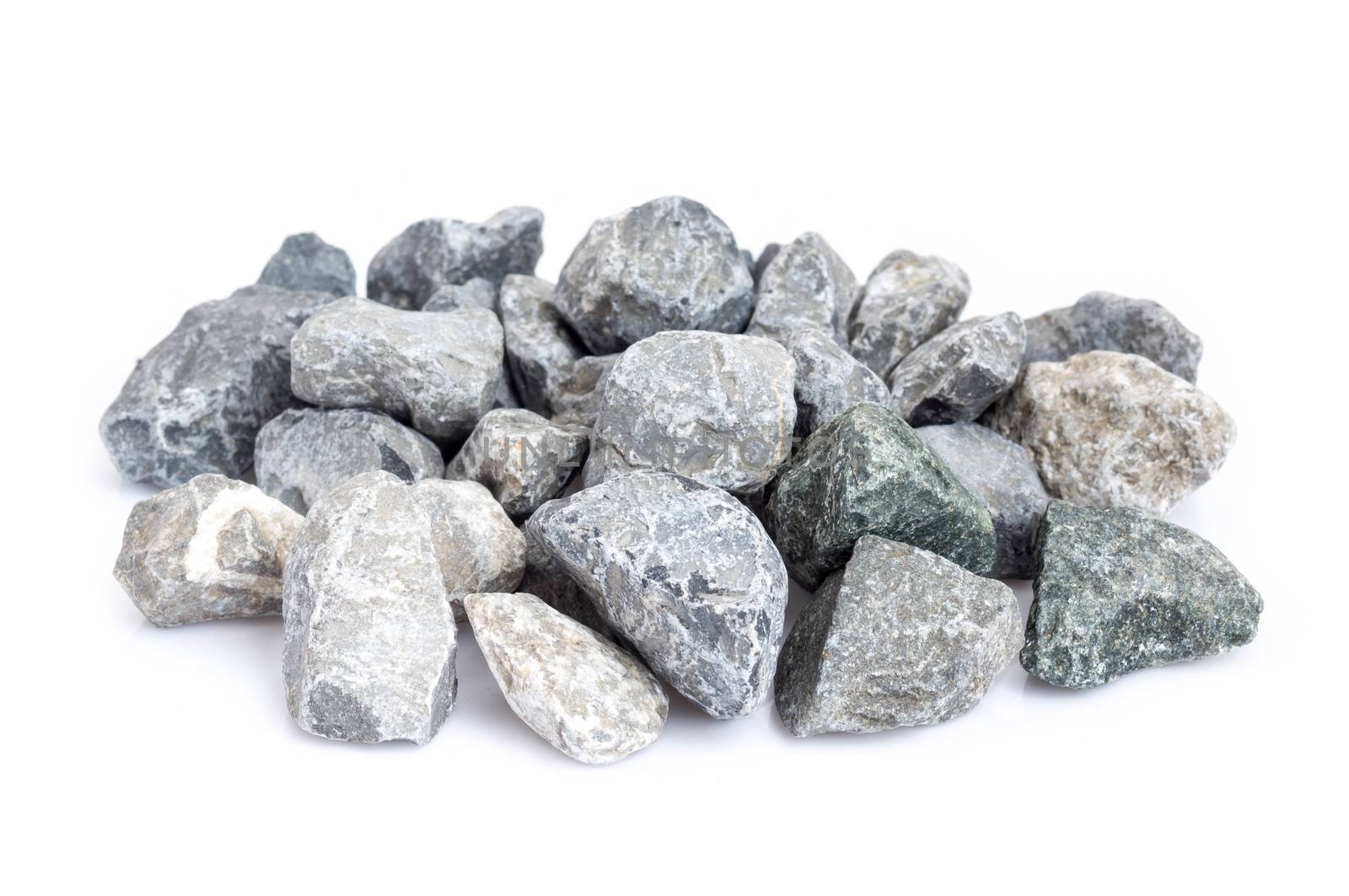 pebble stones isolate on white background. closeup