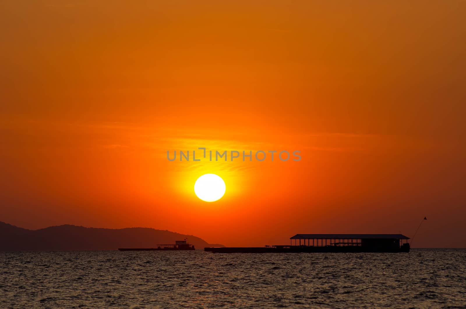 Sunset on the sea landscape.