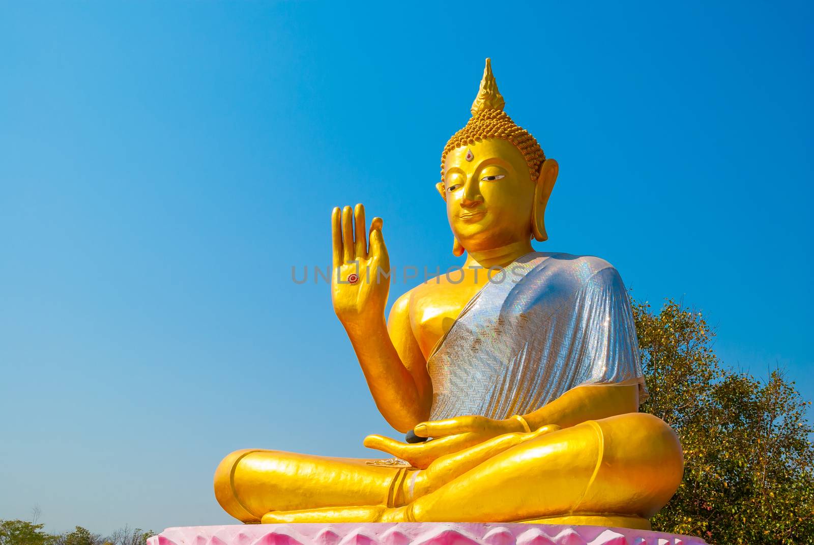 Big golden buddha statue. by seksan44