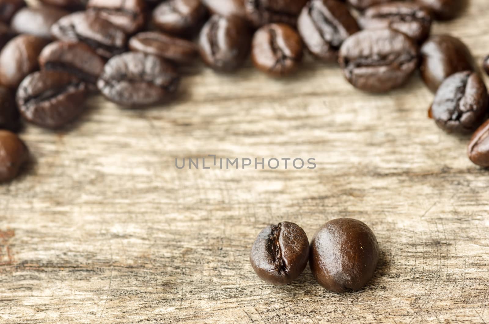 Coffee on grunge wooden background.