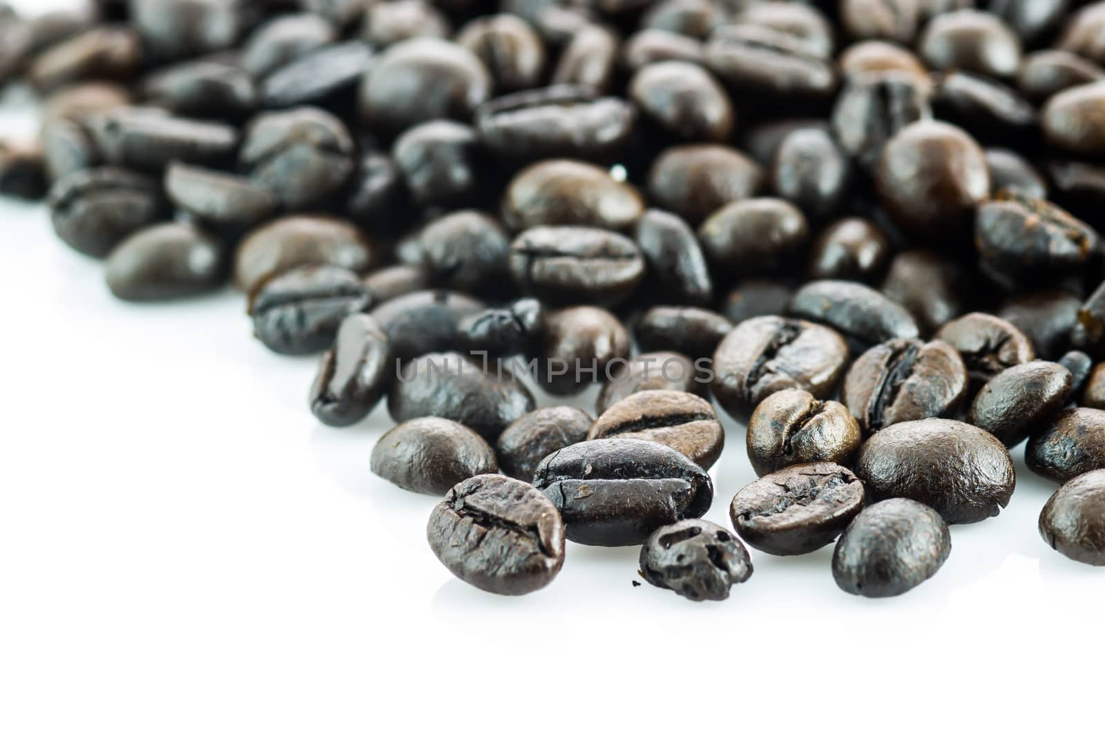 coffee beans isolated on white background.