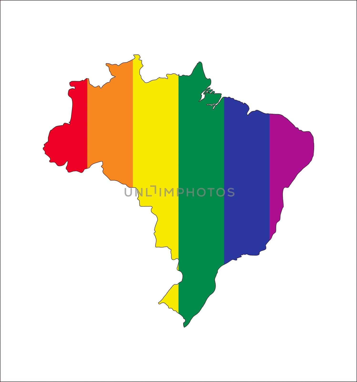 brazil country gay pride flag map shape 