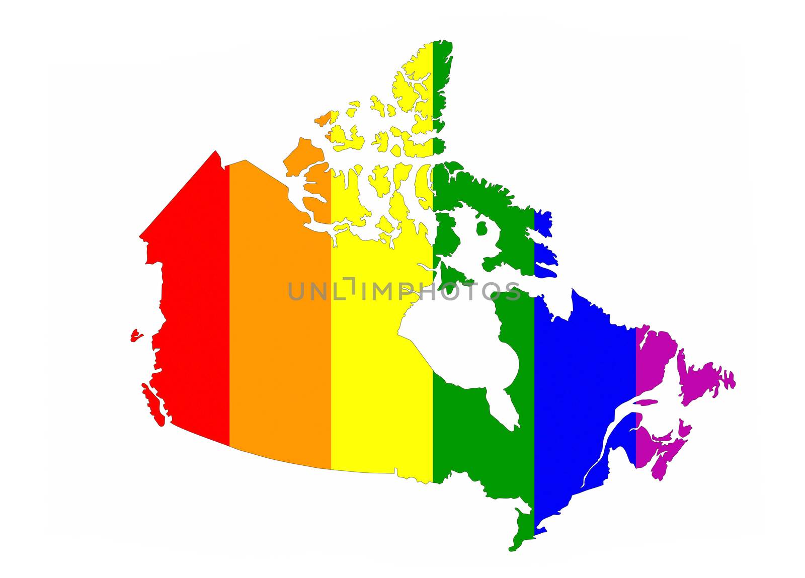 canada country gay pride flag map shape 
