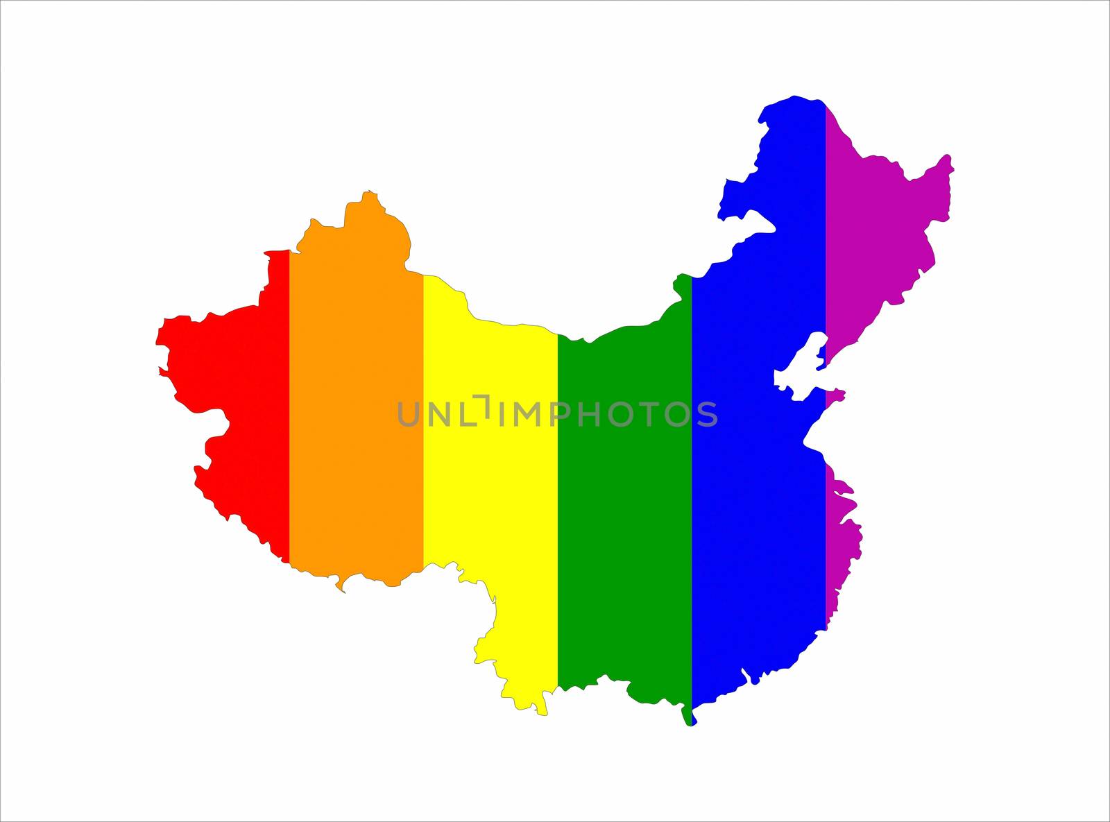 china country gay pride flag map shape 