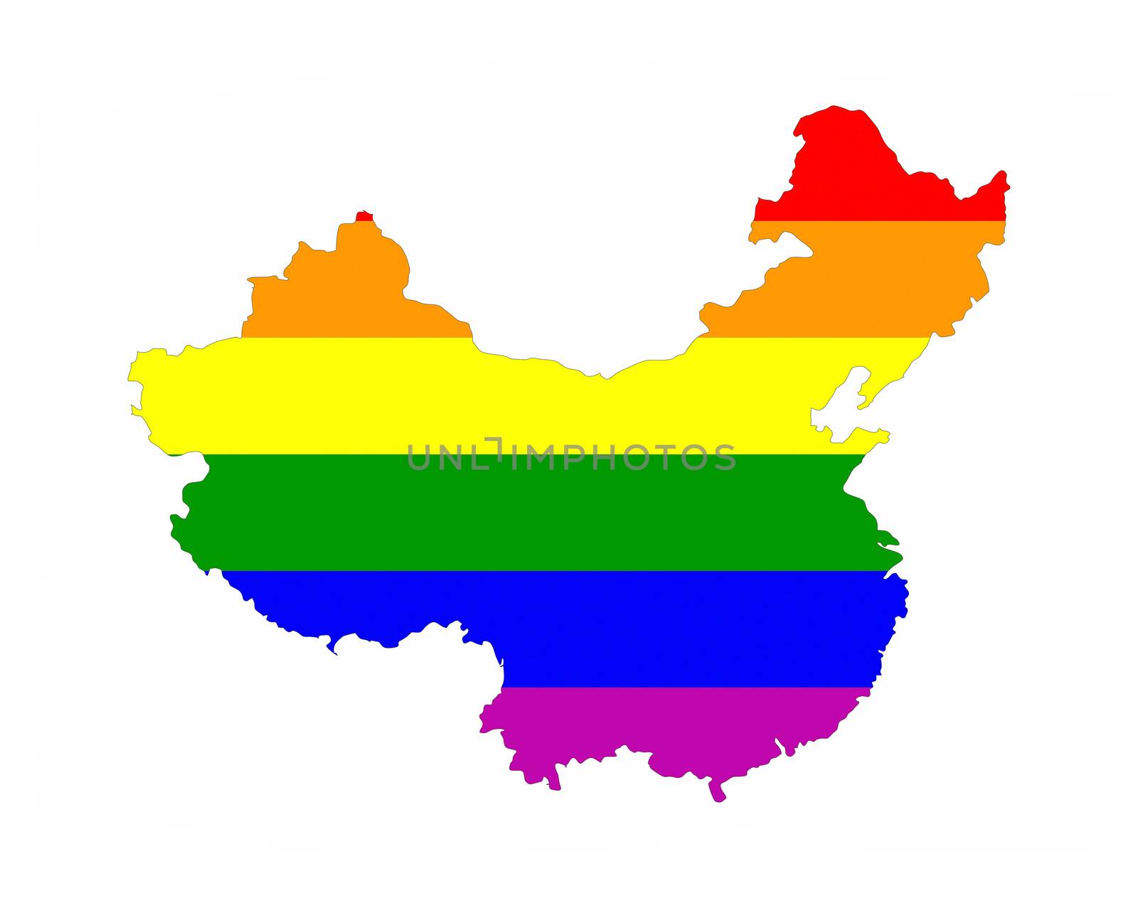 china country gay pride flag map shape 