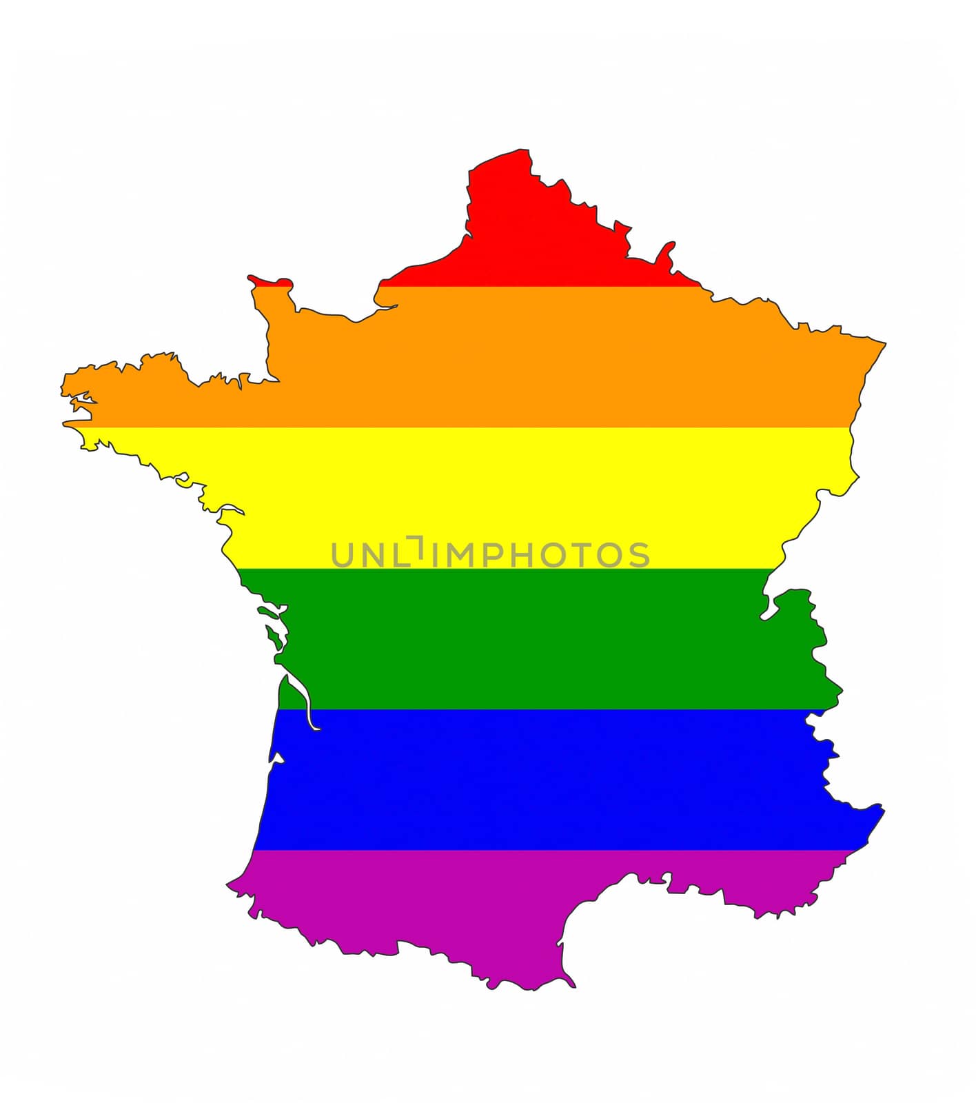 france country gay pride flag map shape 