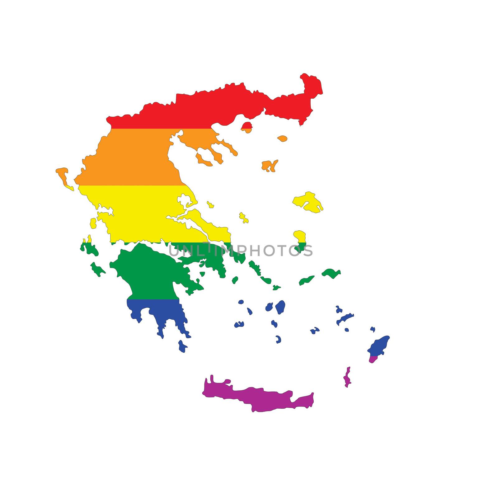 greece country gay pride flag map shape 