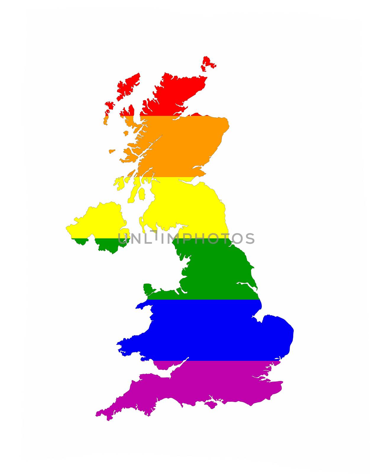 united kingdom country gay pride flag map shape 