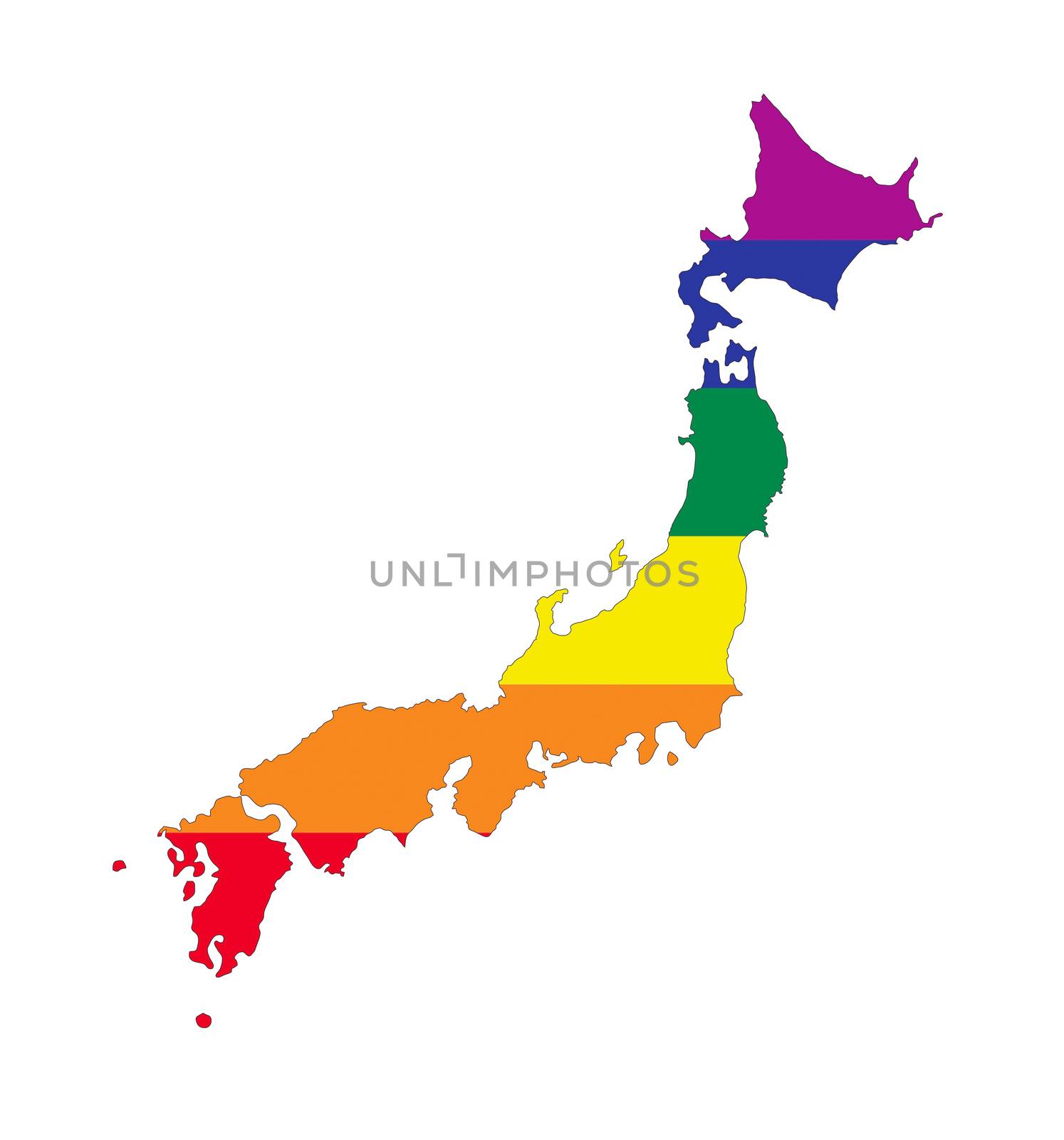japan country gay pride flag map shape 
