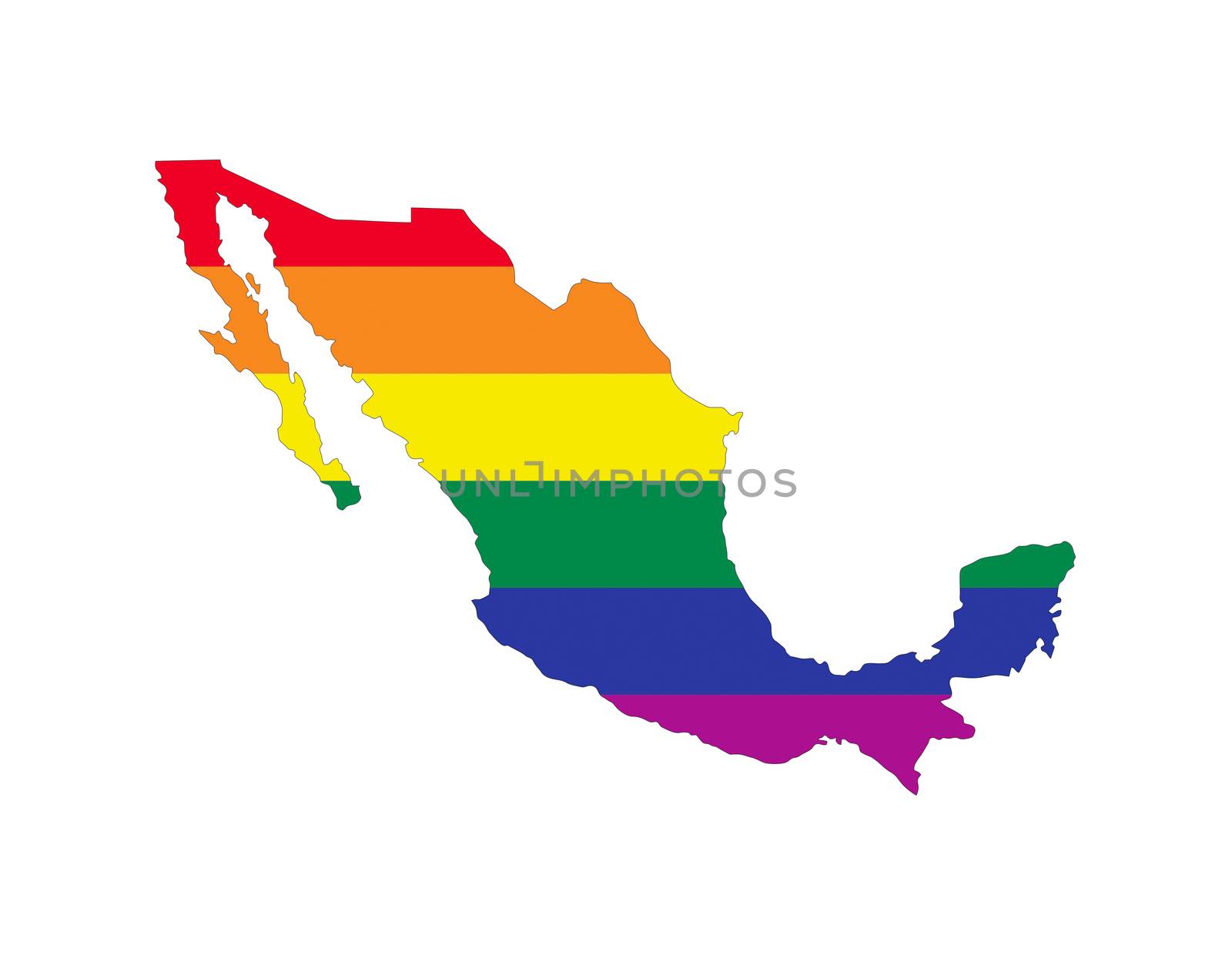 mexico country gay pride flag map shape 