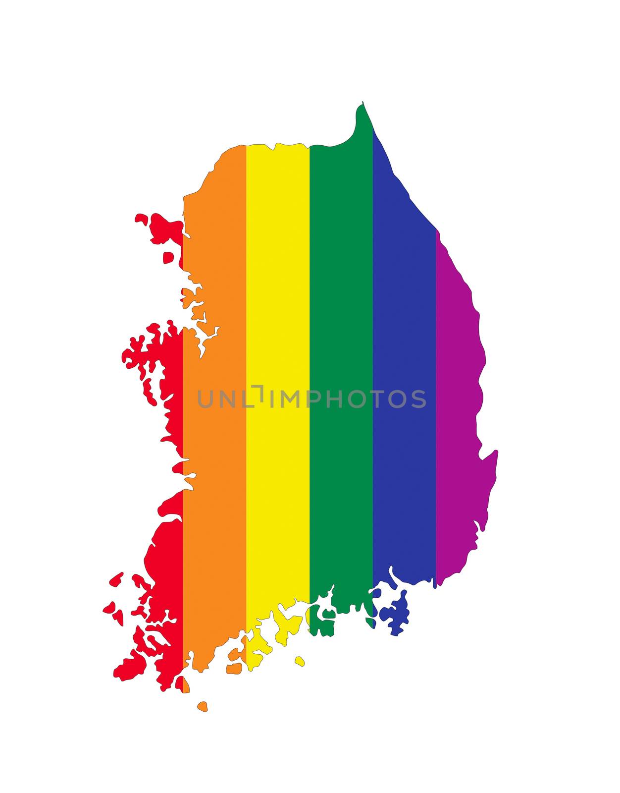 south korea country gay pride flag map shape 