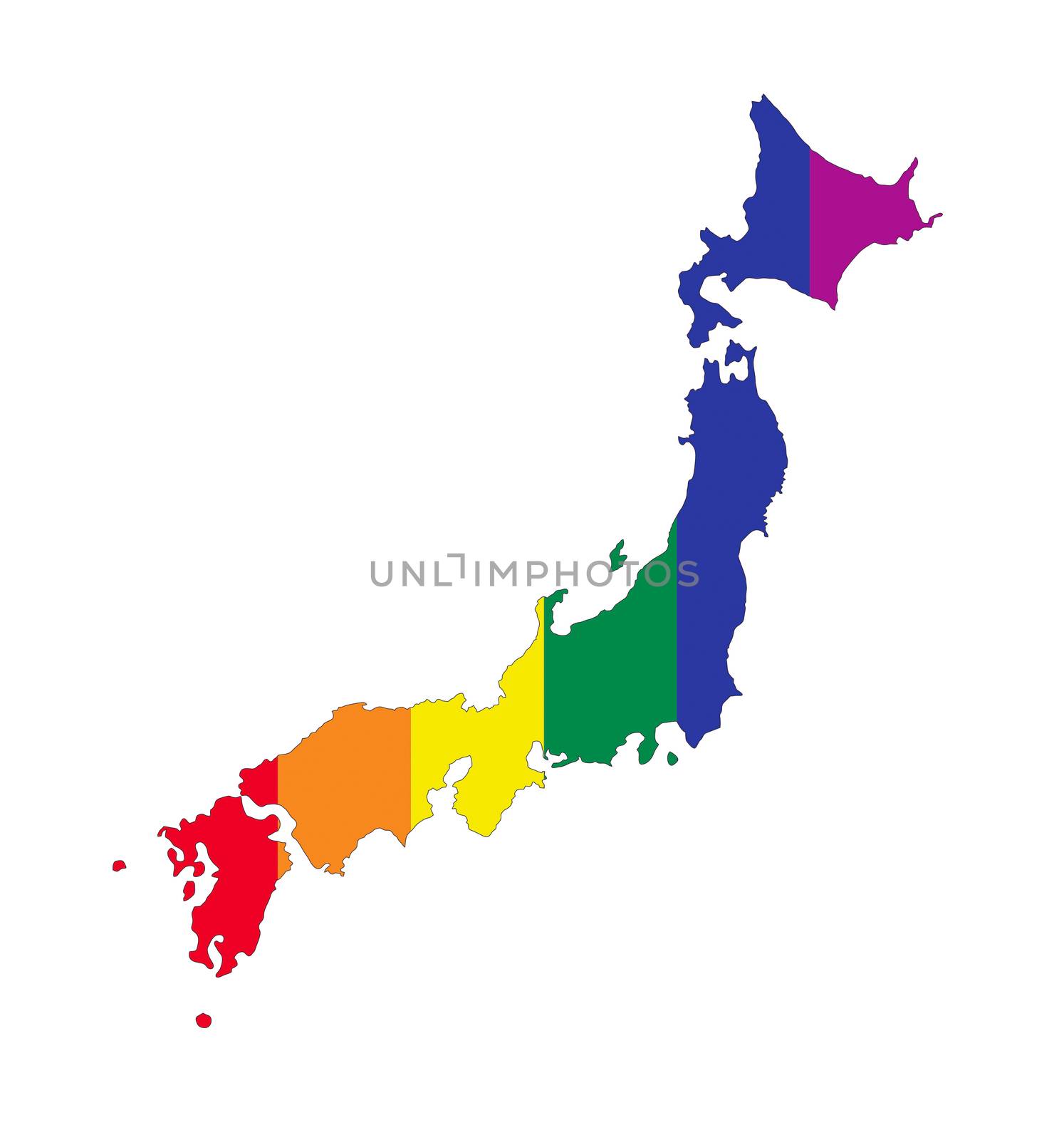 japan country gay pride flag map shape 