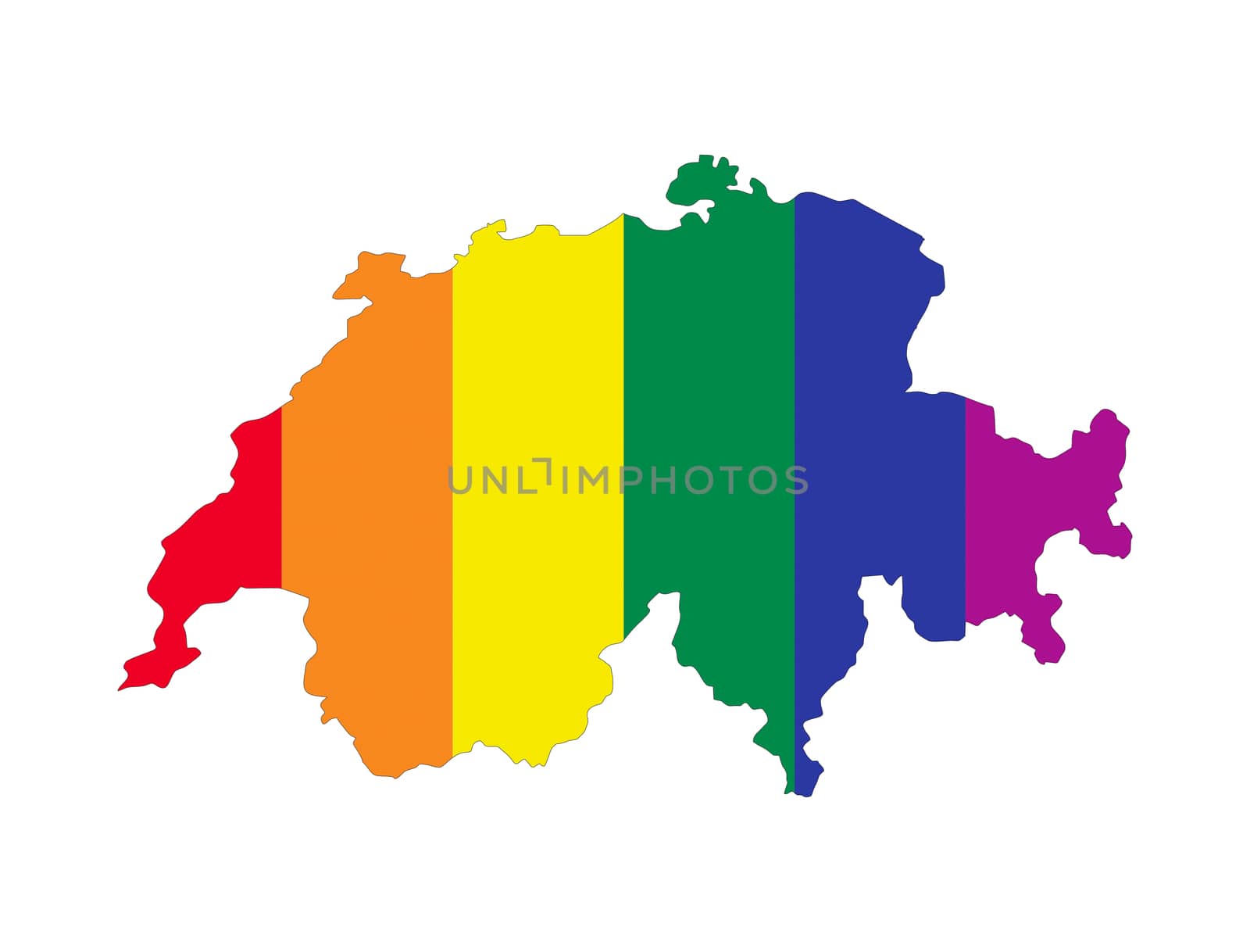 switzerland country gay pride flag map shape 