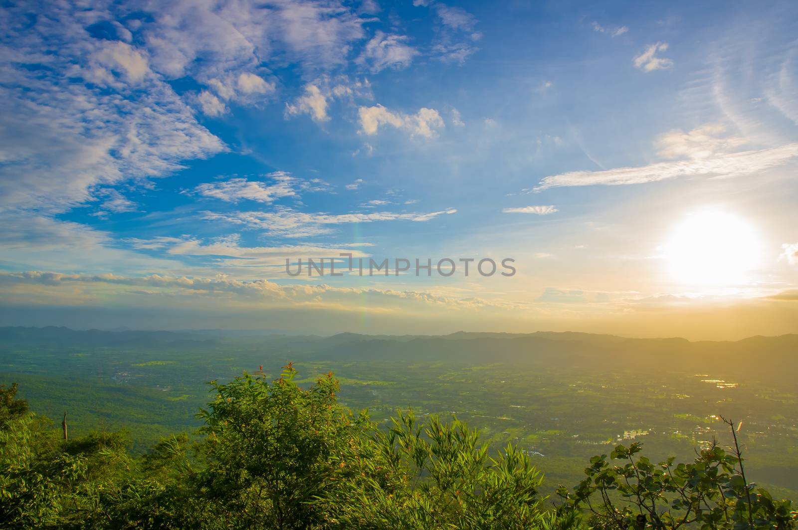 Landscape of sunrise over mountains