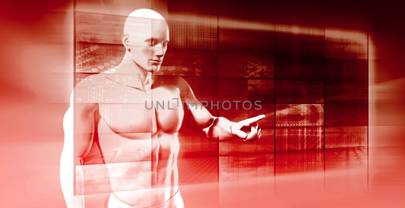 Future Technology and Touch Button Interface Illustration