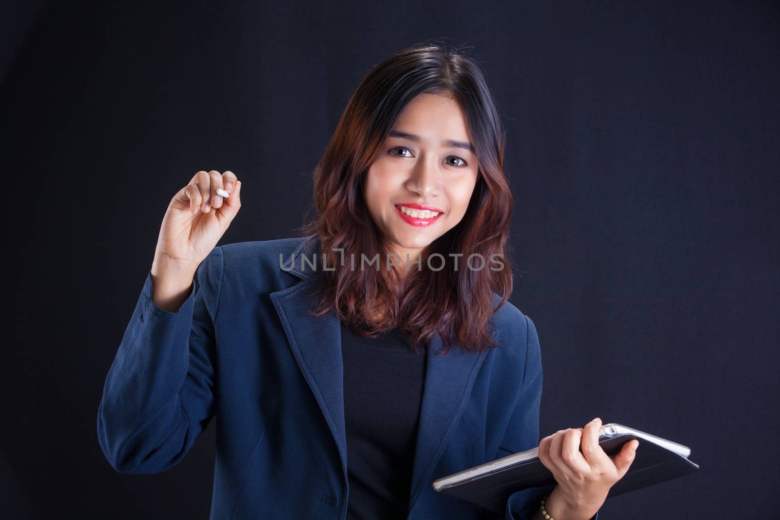 Portrait of Asian woman - drawing business concept, idea
