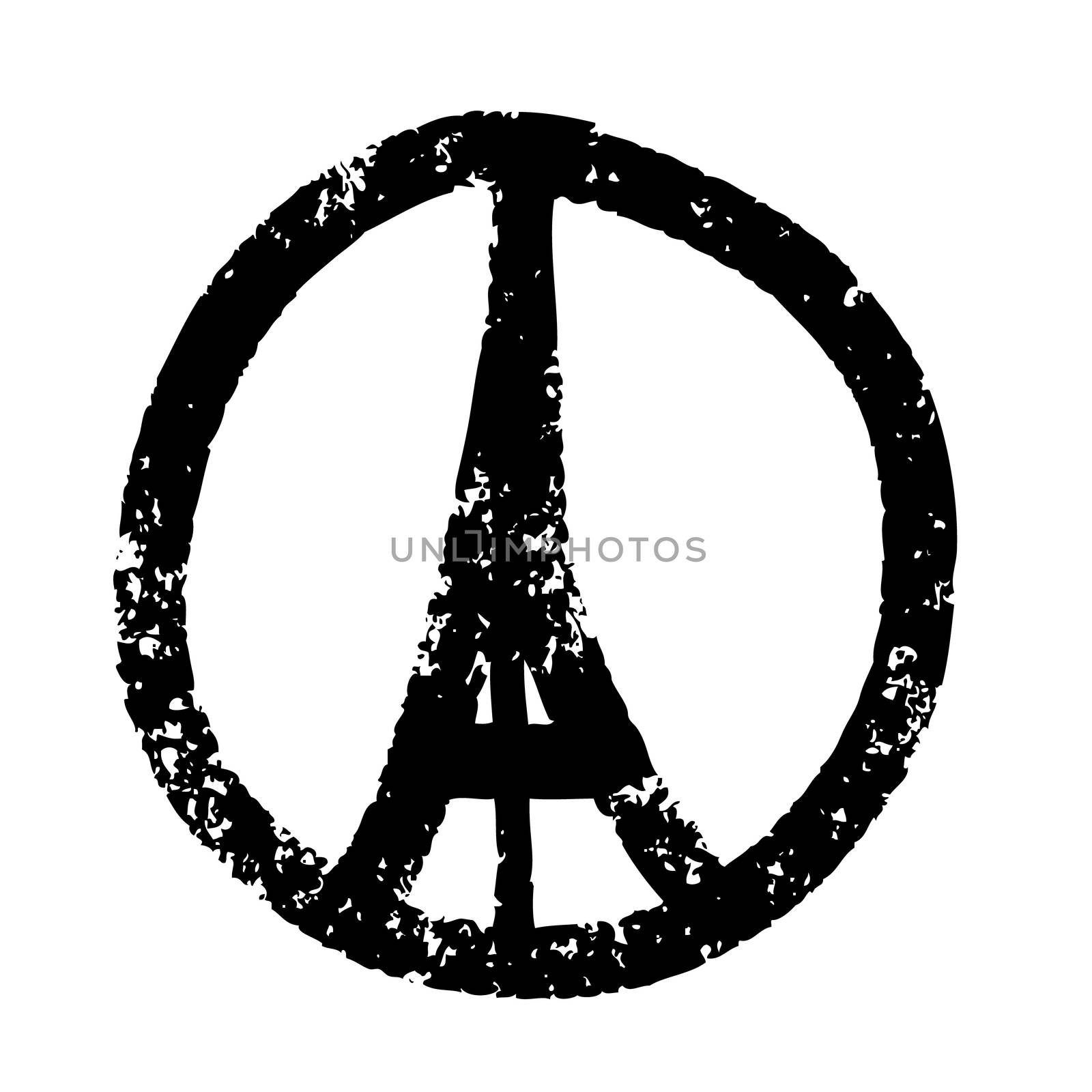 Freehand sketch  illustration of pray hands and  Eiffel Tower ,Paris on white background, doodle hand drawn, Peace for Paris, Pray for Paris