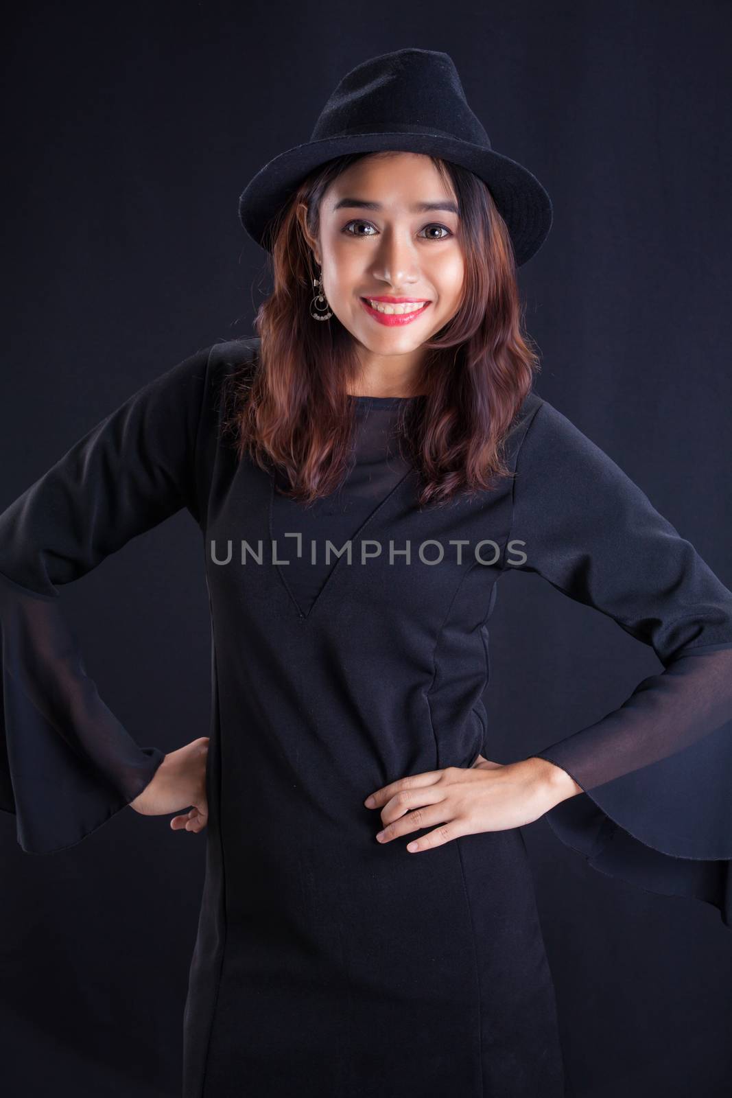 Portrait of Asian girl -fancy black dress