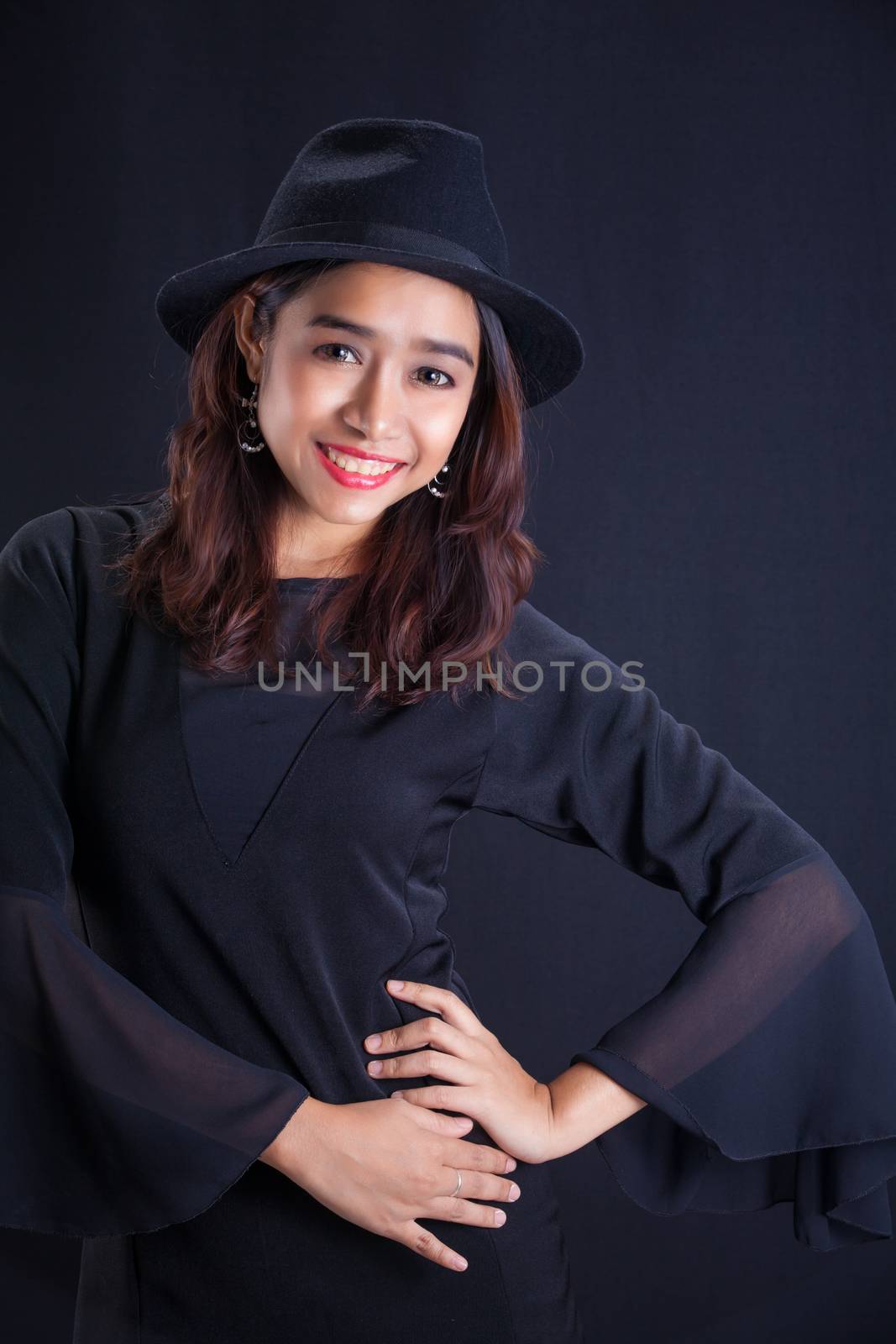 Portrait of Asian girl -fancy black dress