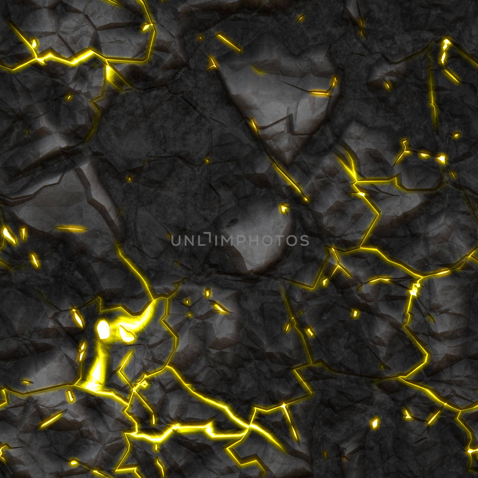 An image of a seamless stone texture with yellow glowing cracks
