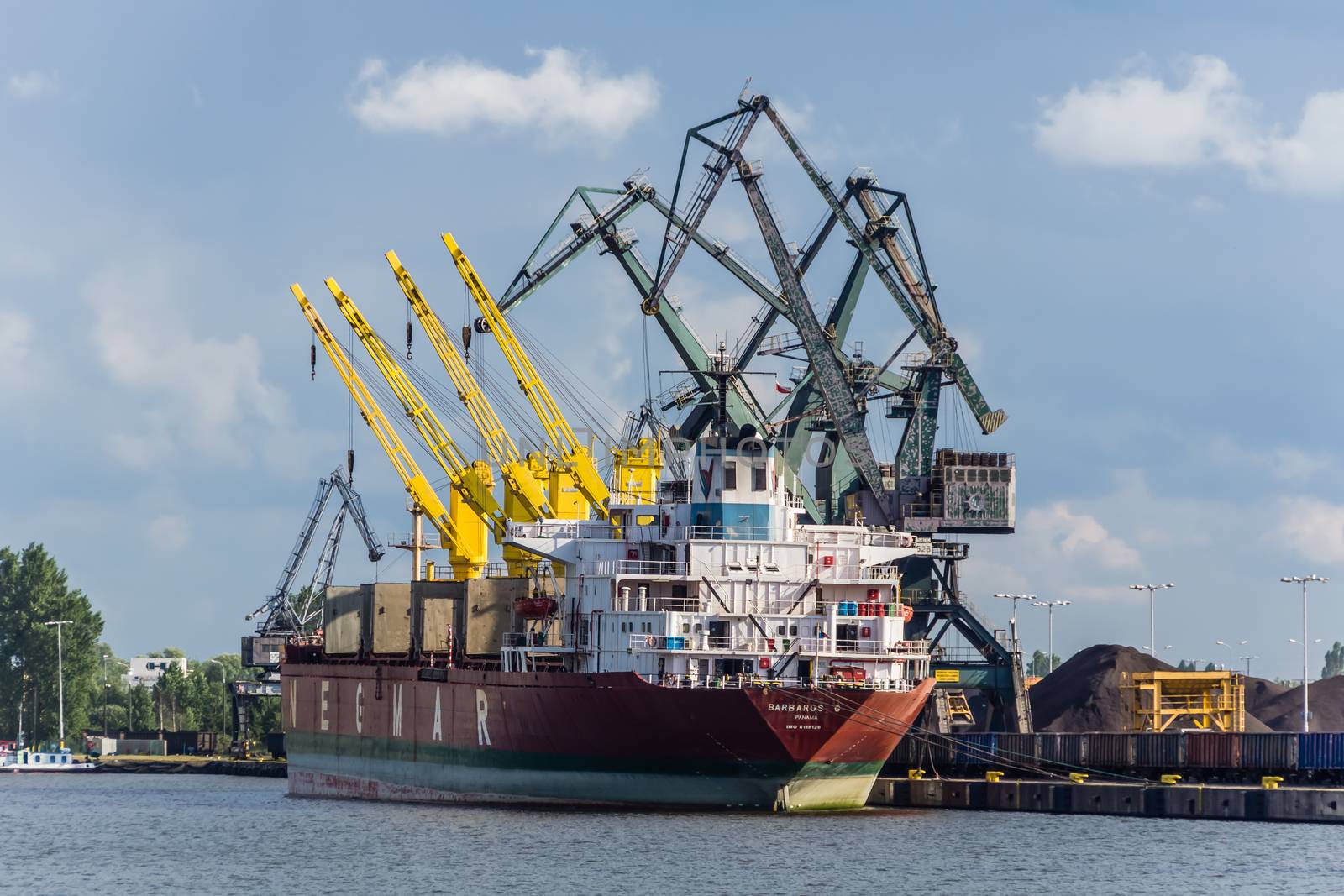 The ship on the quay on July 11, 2013, in the Port of Gdansk - the largest seaport in Poland, a major transportation hub in the central part of the southern Baltic Sea coast.