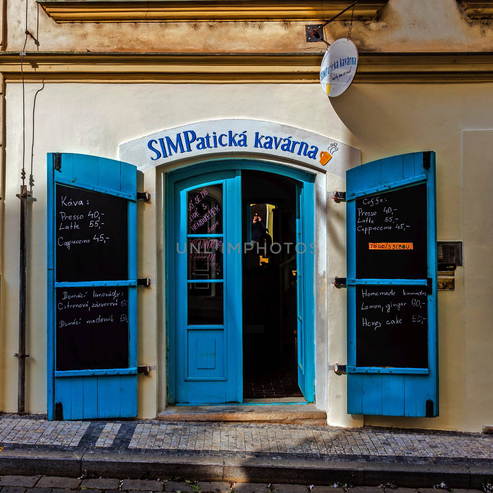 Small cafe in the Mala Strana, district of Prague, the capital of the Czech Republic, home to many relics and cultural attractions, one of top European destinations.