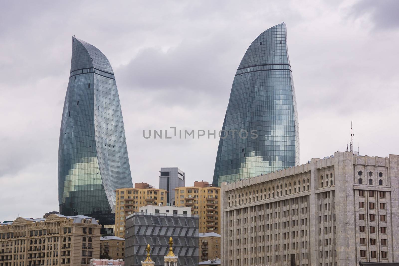 City view of the capital of Azerbaijan, on September 11, 2012, with great modern architecture. Baku is one of the fastest growing cities in the area of the Caspian Sea.