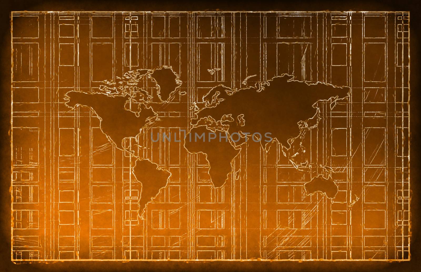 World Travel Concept on Chalkboard with Sketch as Art