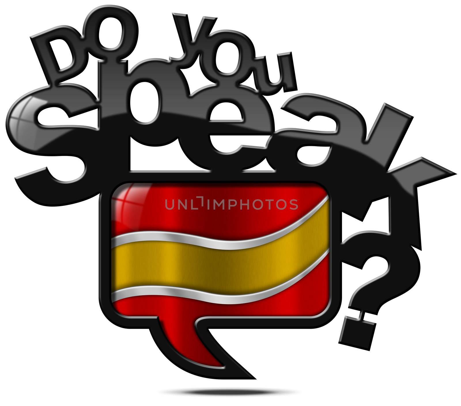 Speech bubble with Spanish flag and text, Do you speak Spanish? Isolated on white background