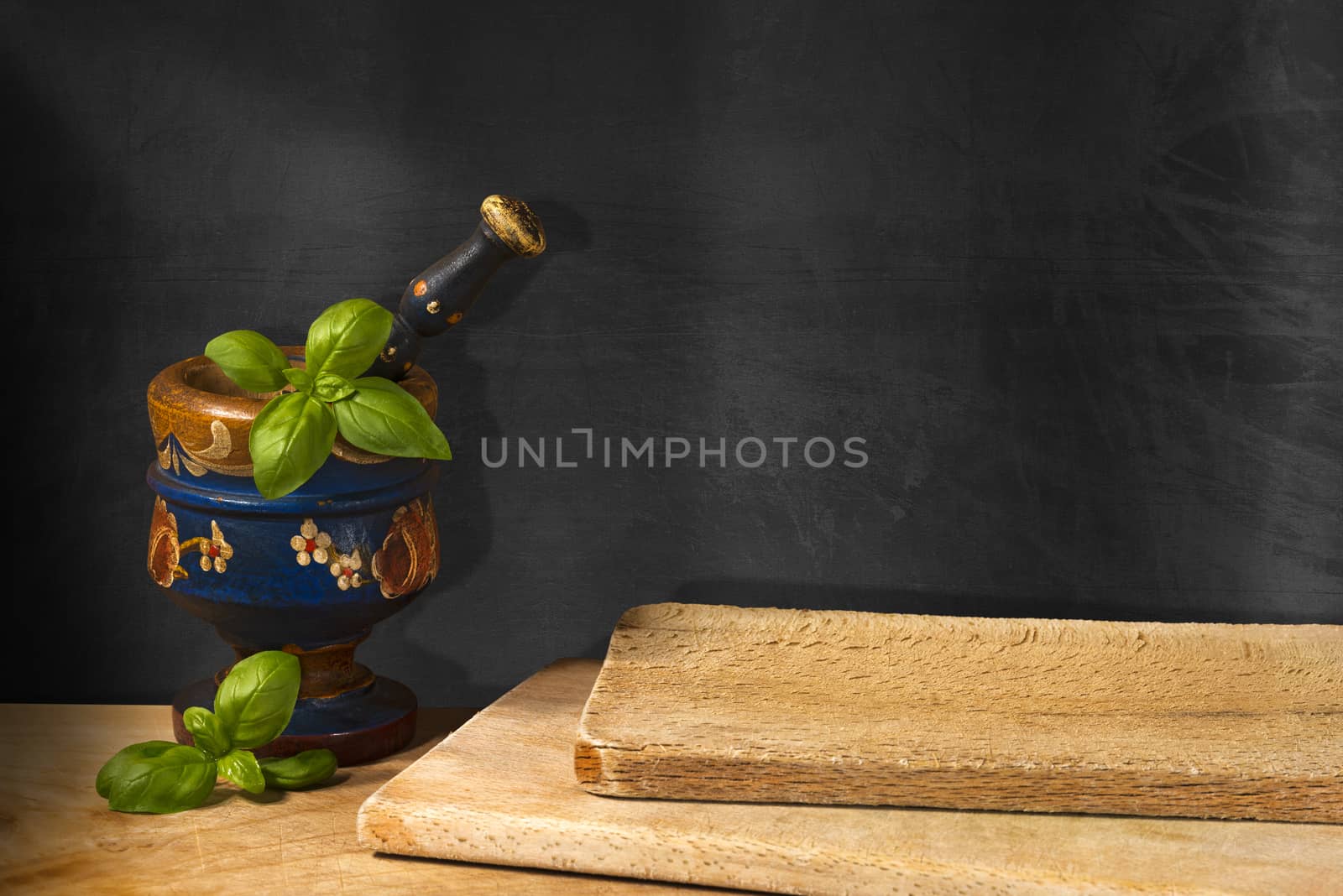 Empty Blackboard in the Kitchen by catalby