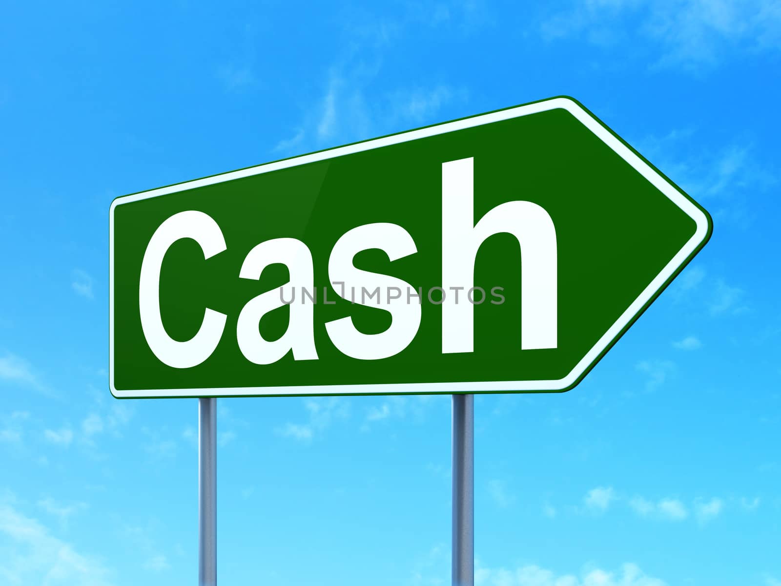 Currency concept: Cash on road sign background by maxkabakov