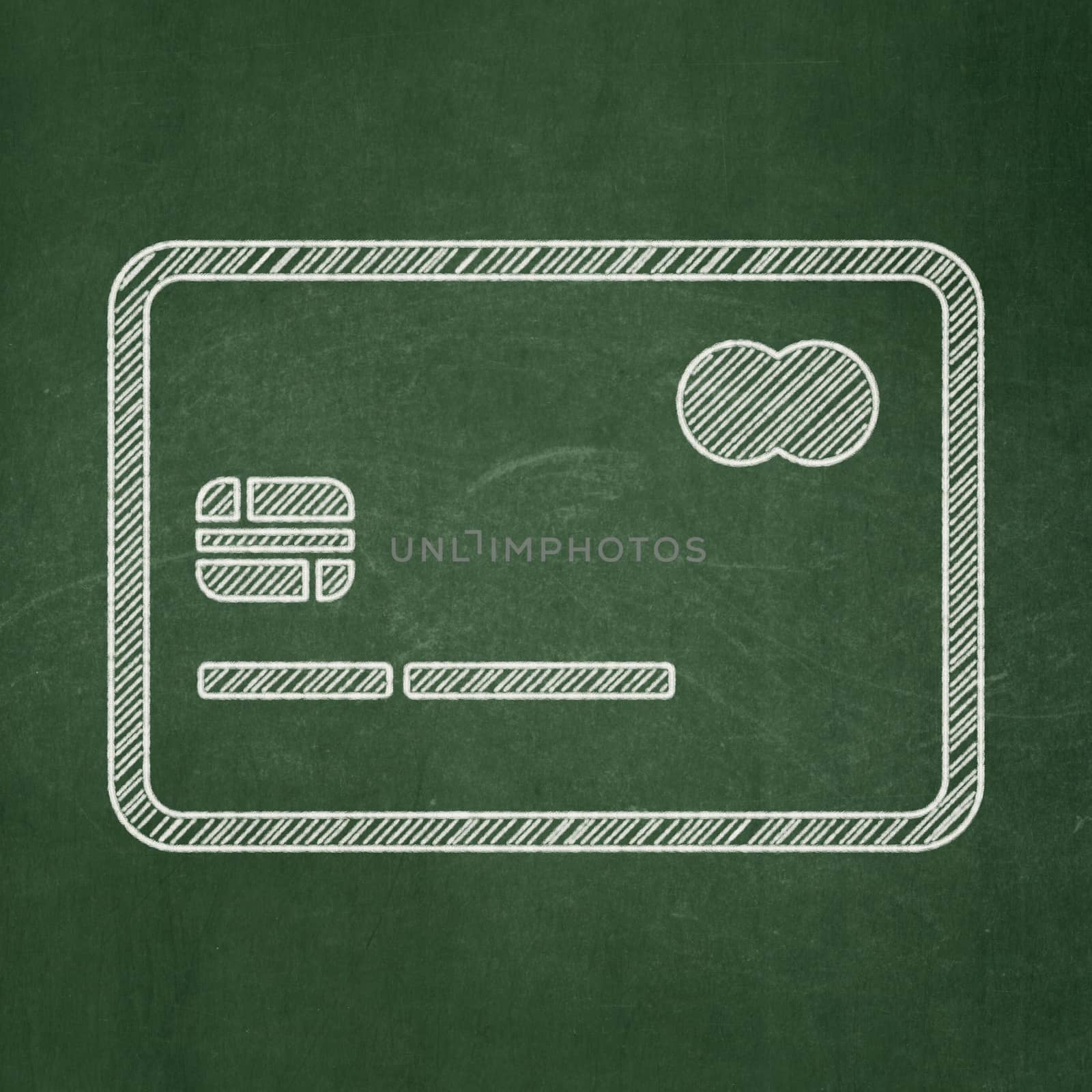 Money concept: Credit Card icon on Green chalkboard background