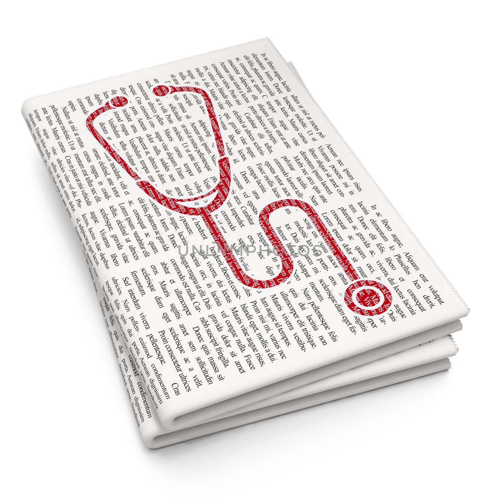 Health concept: Pixelated red Stethoscope icon on Newspaper background