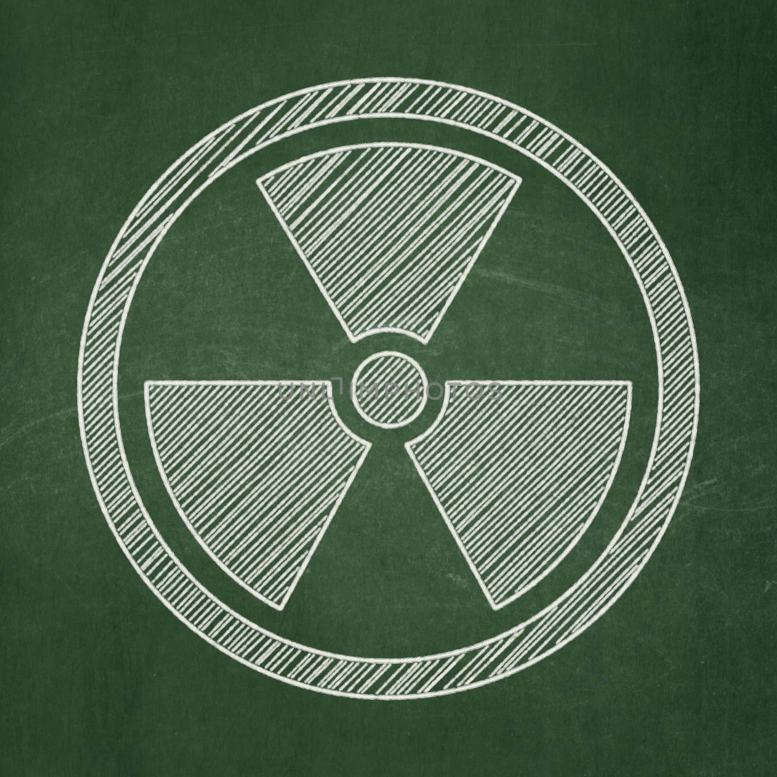 Science concept: Radiation icon on Green chalkboard background
