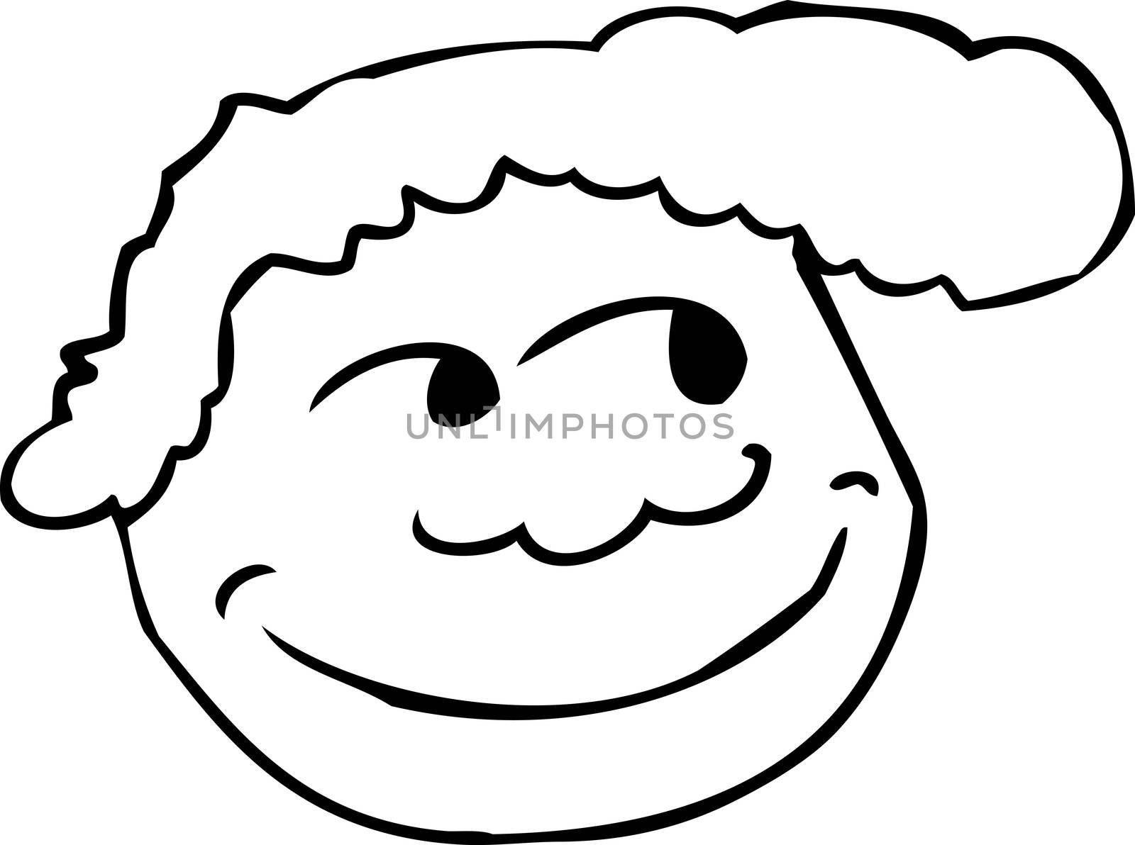 Outline of grinning face with smile over white background