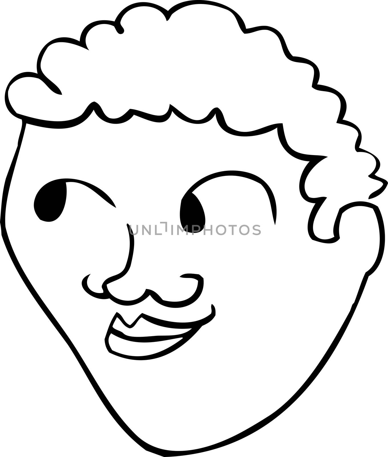 Outlined male face with smile over isolated background