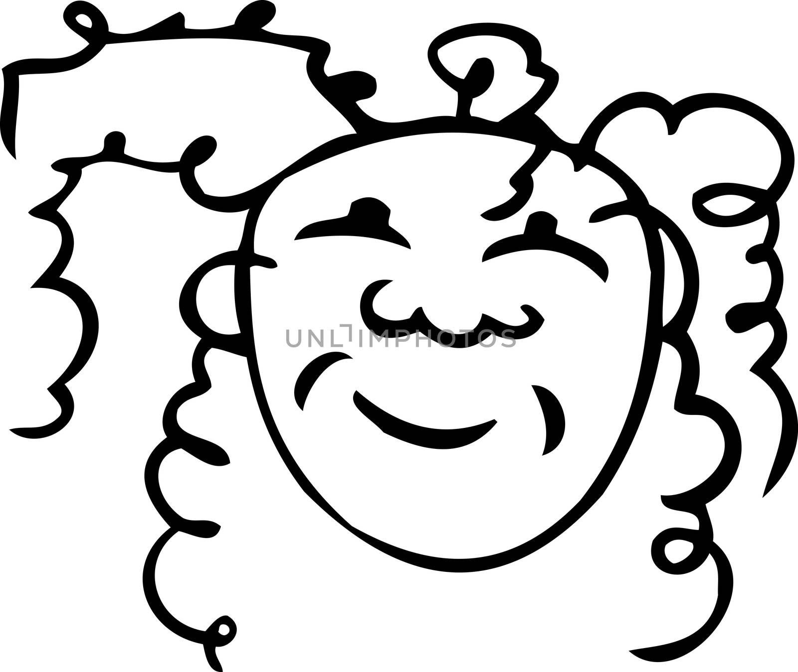 Outlined icon cartoon of cheerful person with dreadlocks
