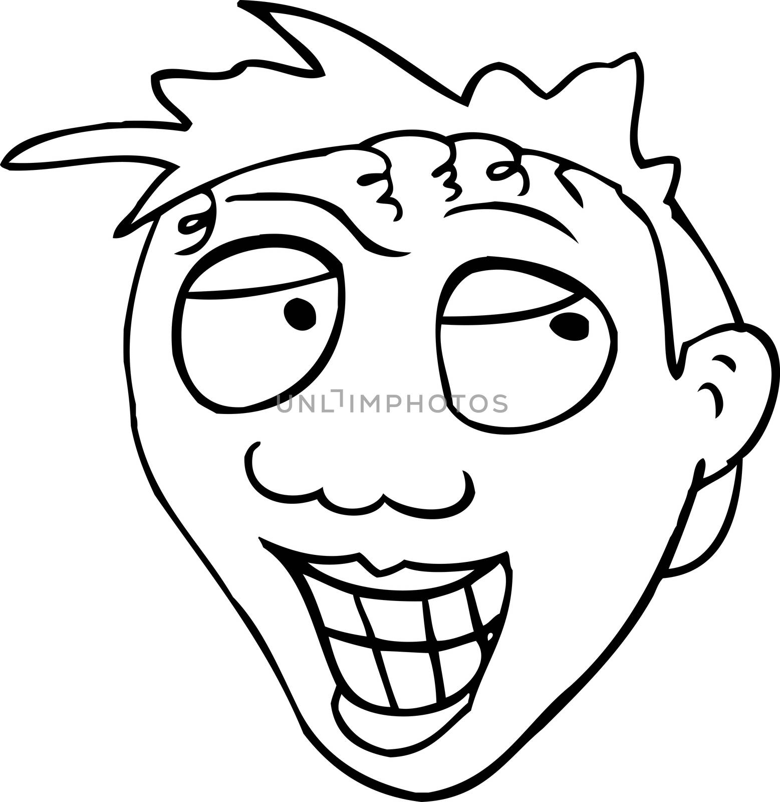 Outlined man with big smile and teeth over white