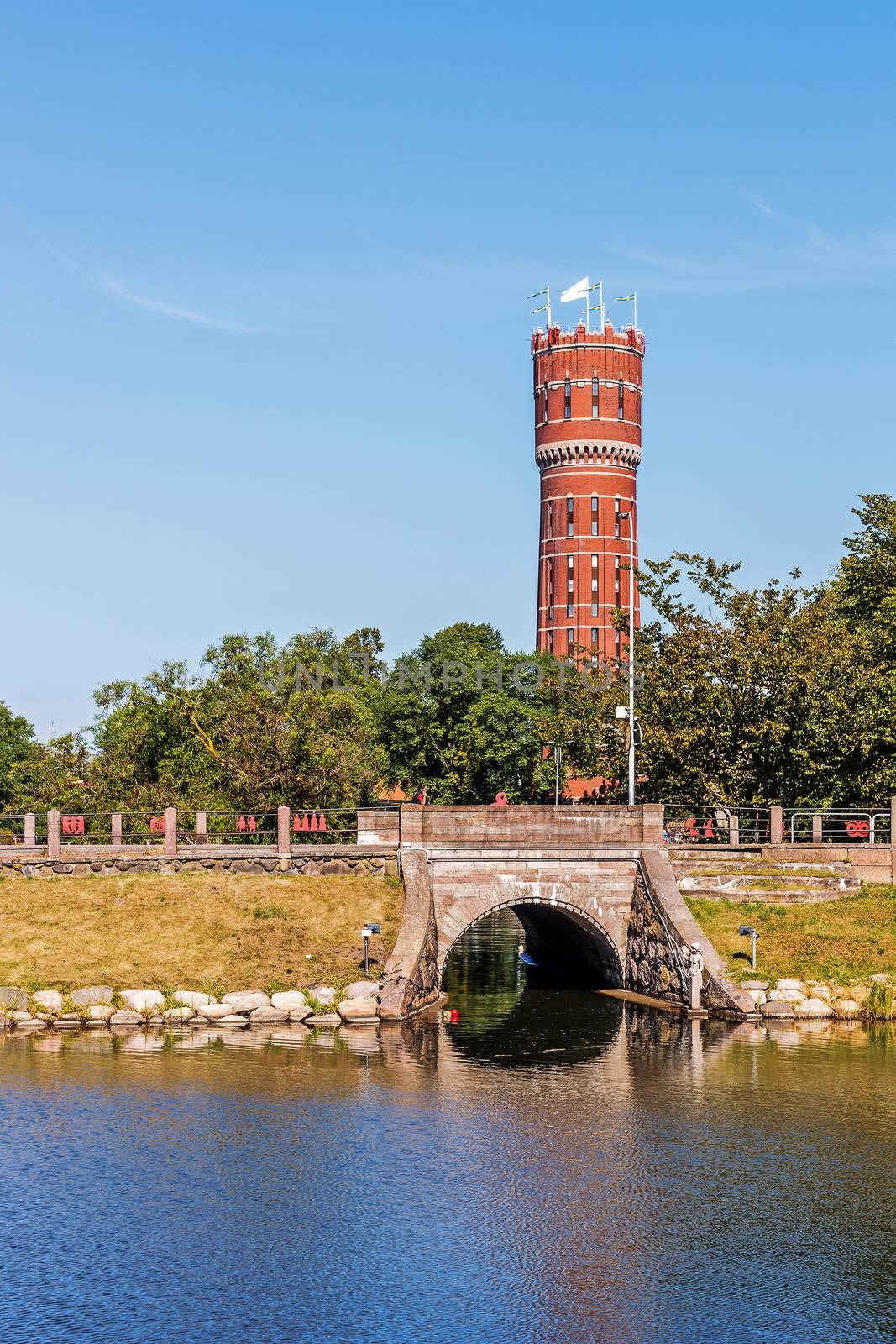 Ancient water tower in Kalmar, Sweden constructed in the years 1897-1900, in use until 1972, converted into the residential building with 11 apartments of different sizes.