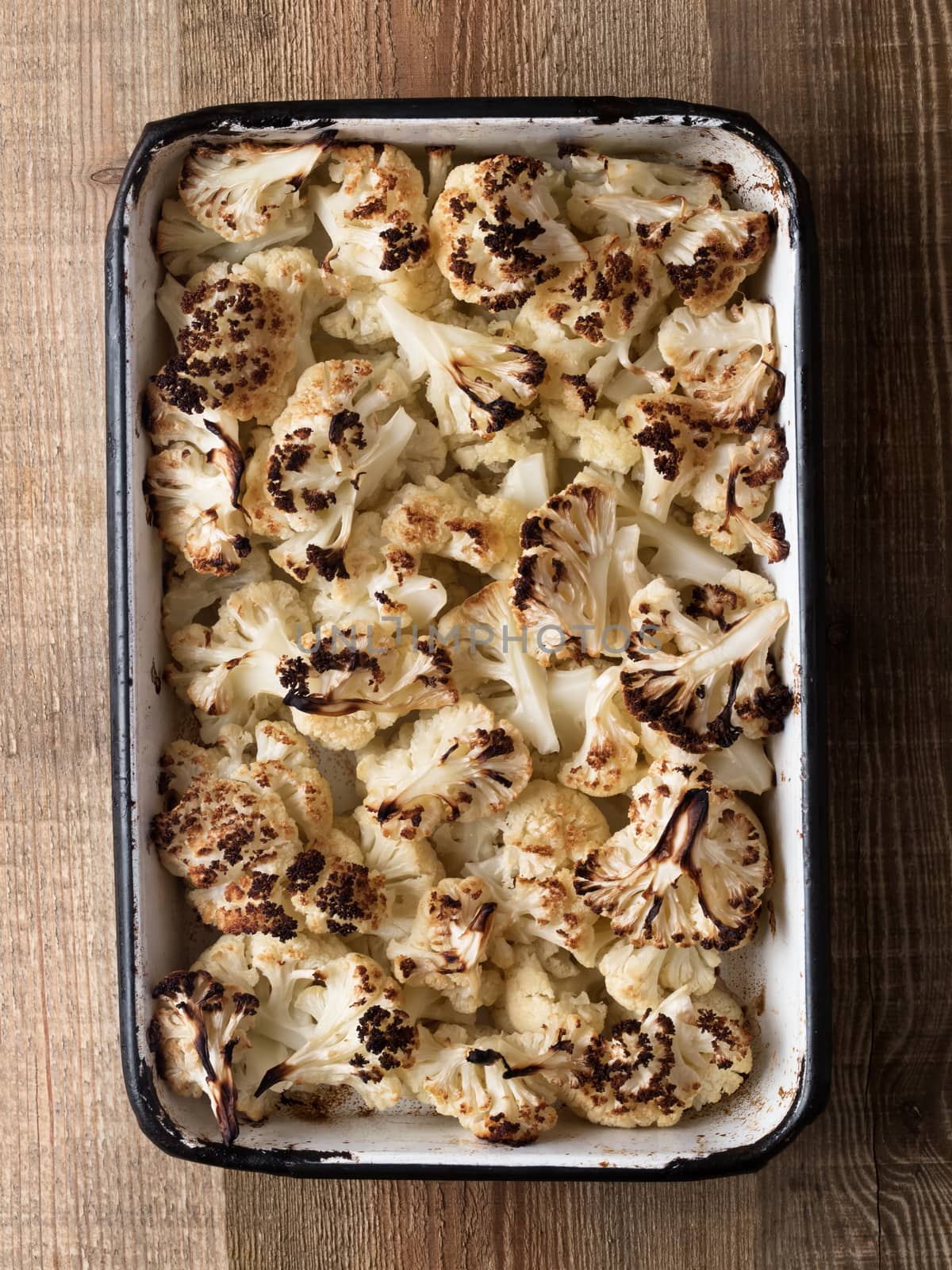 close up of rustic baked cauliflower