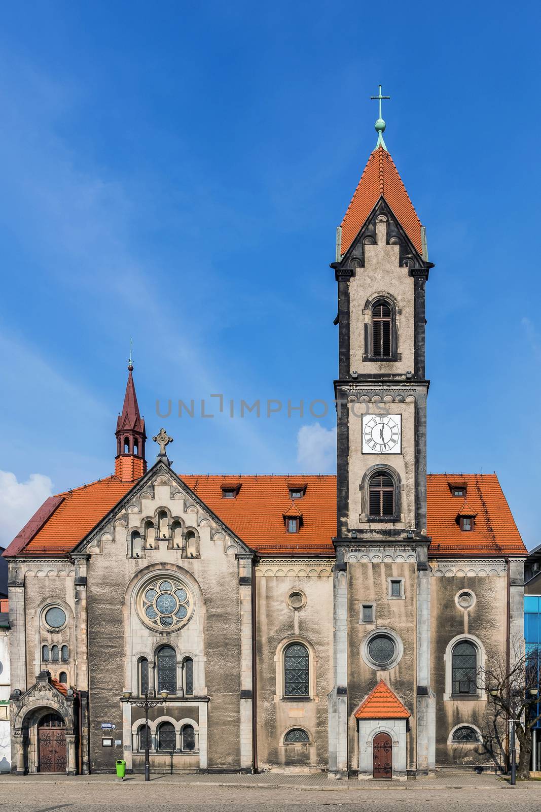 Lutheran Church of the Saviour in Tarnowskie Gory, Silesia region, Poland. Designed by Christoph Worbs, built in 1790, later in 1900 rebuilt in neo-Romanesque style by the architect Adolf Seiffhart.