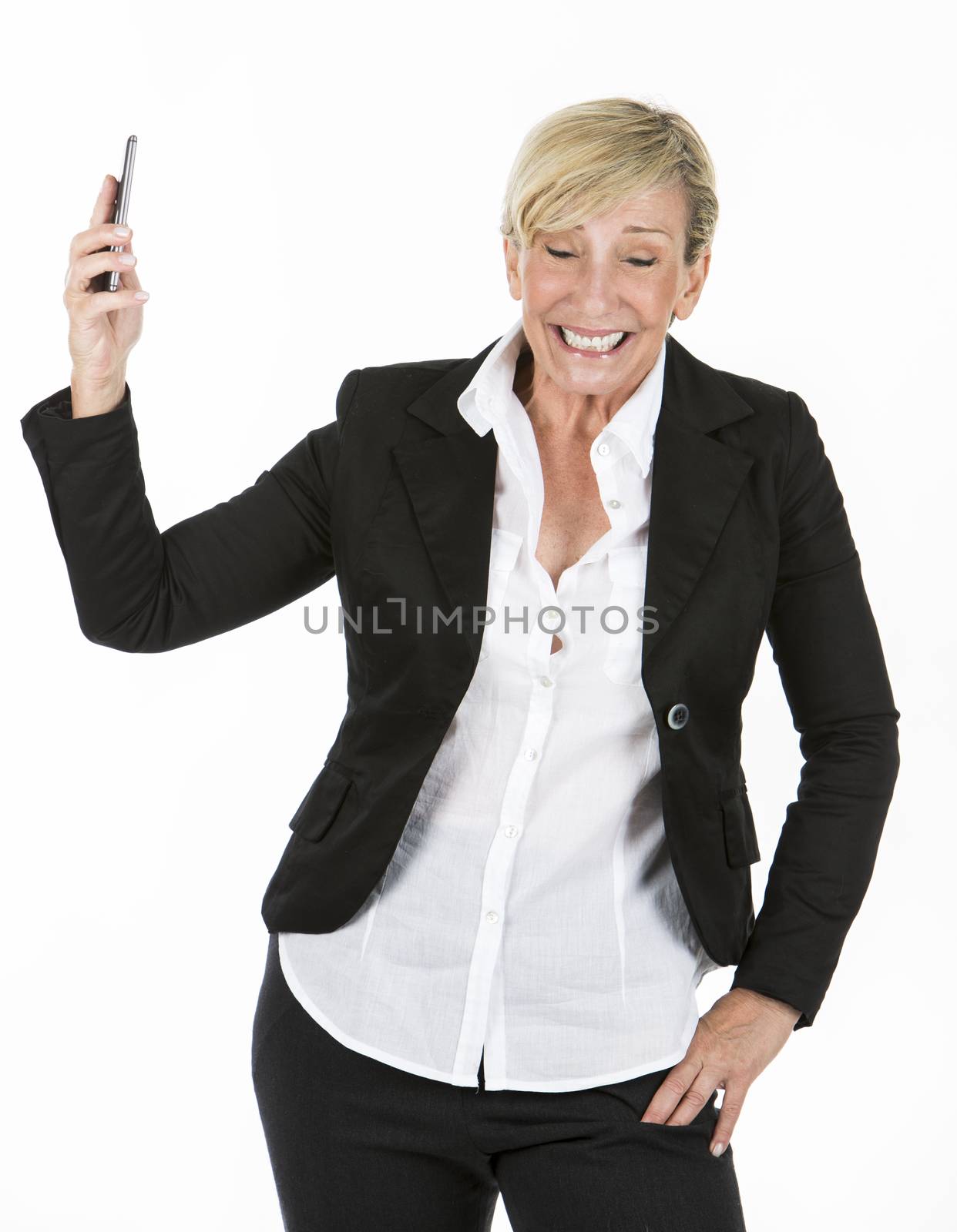 manager woman holding a mobile phone by Flareimage
