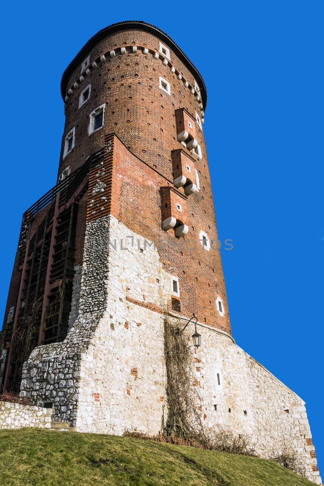 Ancient tower - a part of fortifications surrounding Wawel Royal Castle in Krakow, Poland.