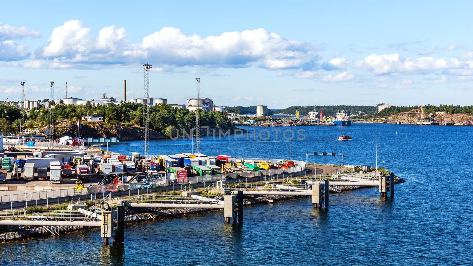 The Port of Nynashamn, a big center for ferry transport offering services to Gotland, Poland and Russia. The city is also a well-known place of sailing events.