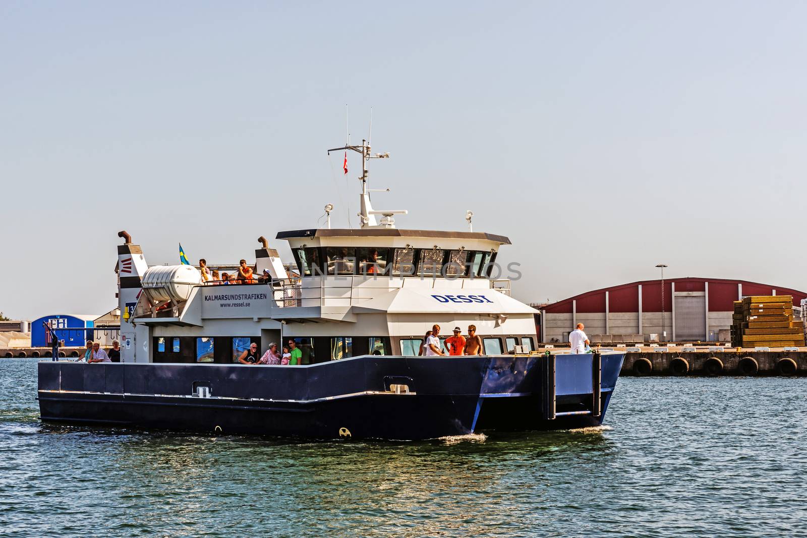 Ferry approaching the Port of Kalmar. The port owned by the municipality of Kalmar handles 1 million tons of goods per year mainly petroleum, forestry and agricultural