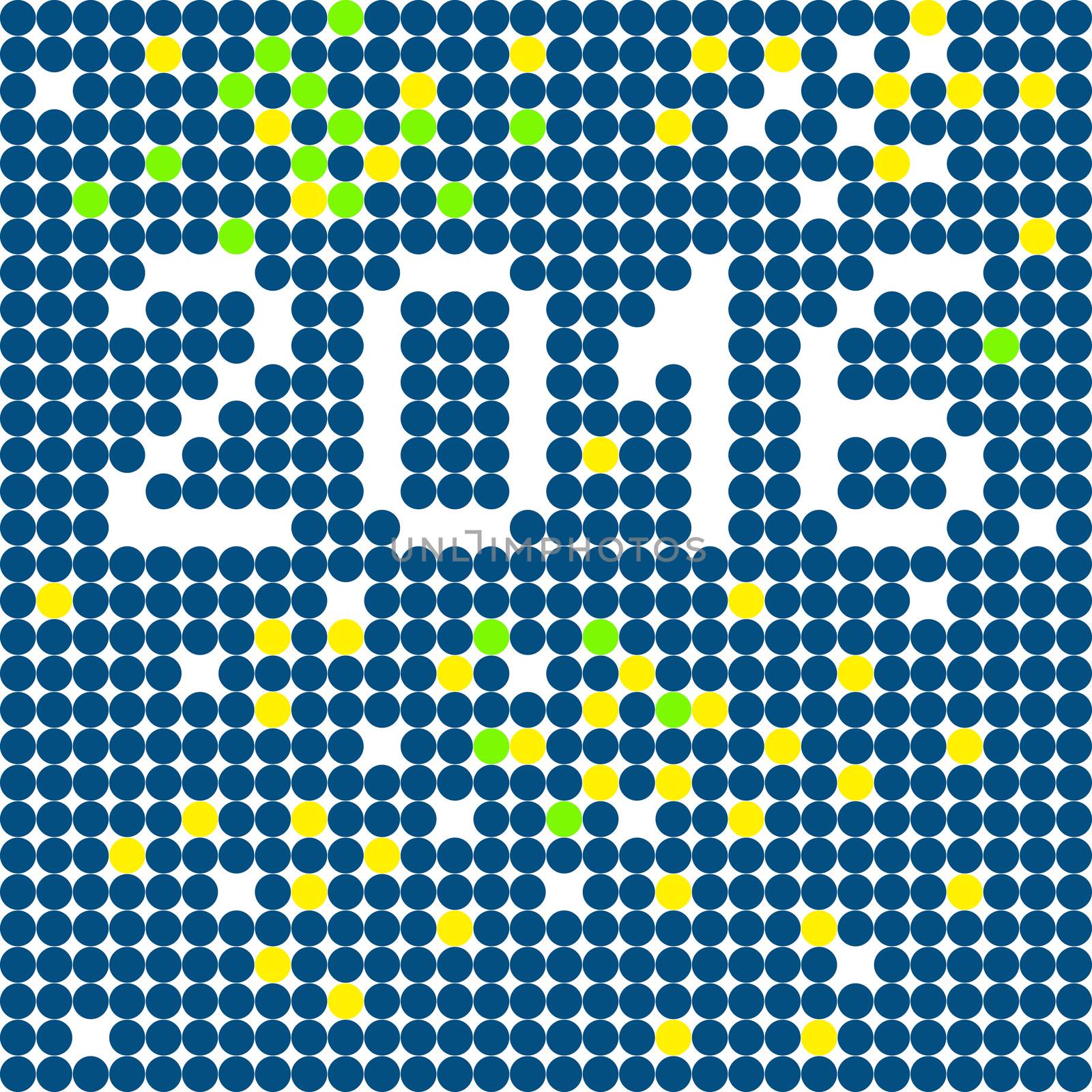 New Year 2016 greetings card, pixel illustration of a scoreboard composition with digital text made of dots