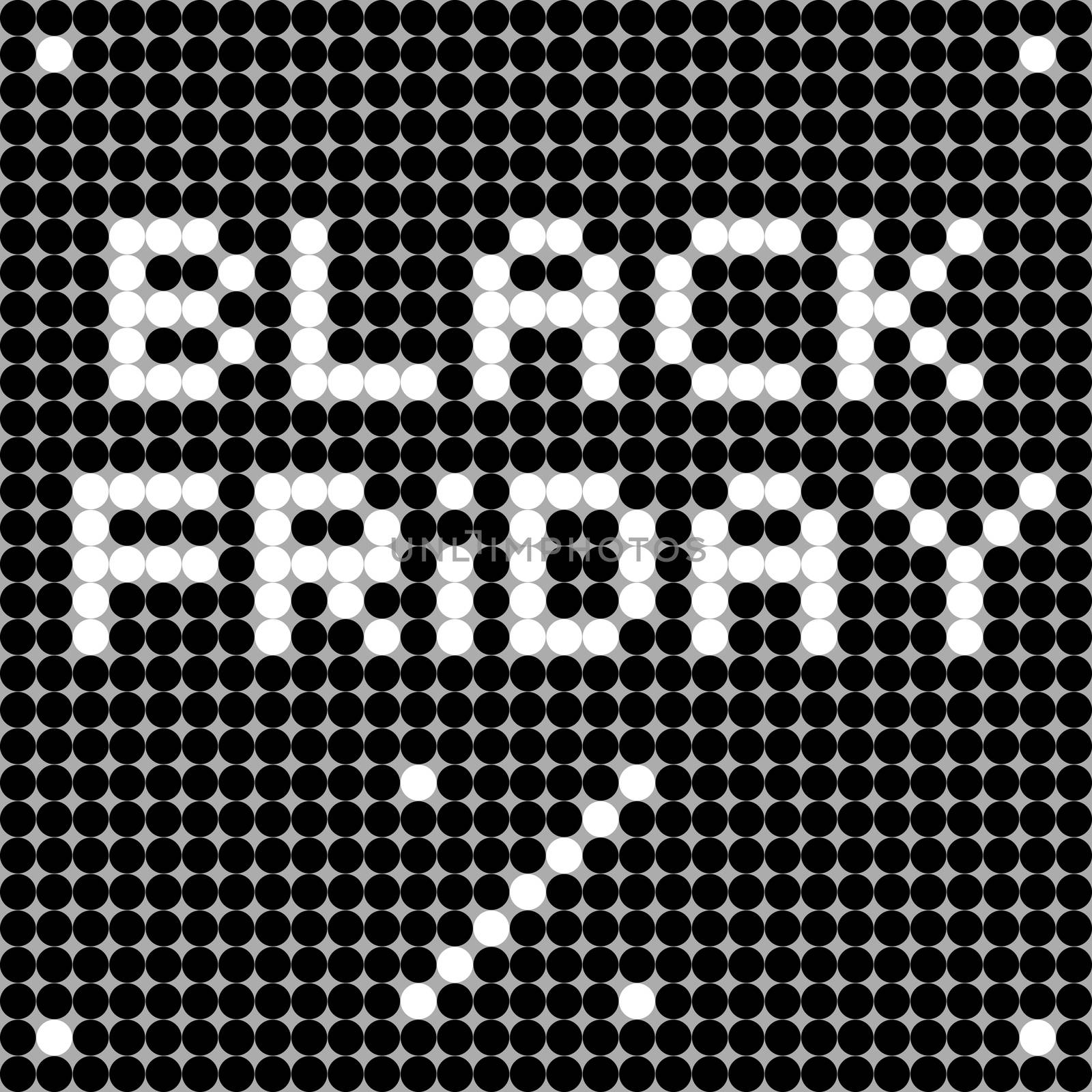 Black Friday card, pixel illustration of a scoreboard composition with digital text made of dots