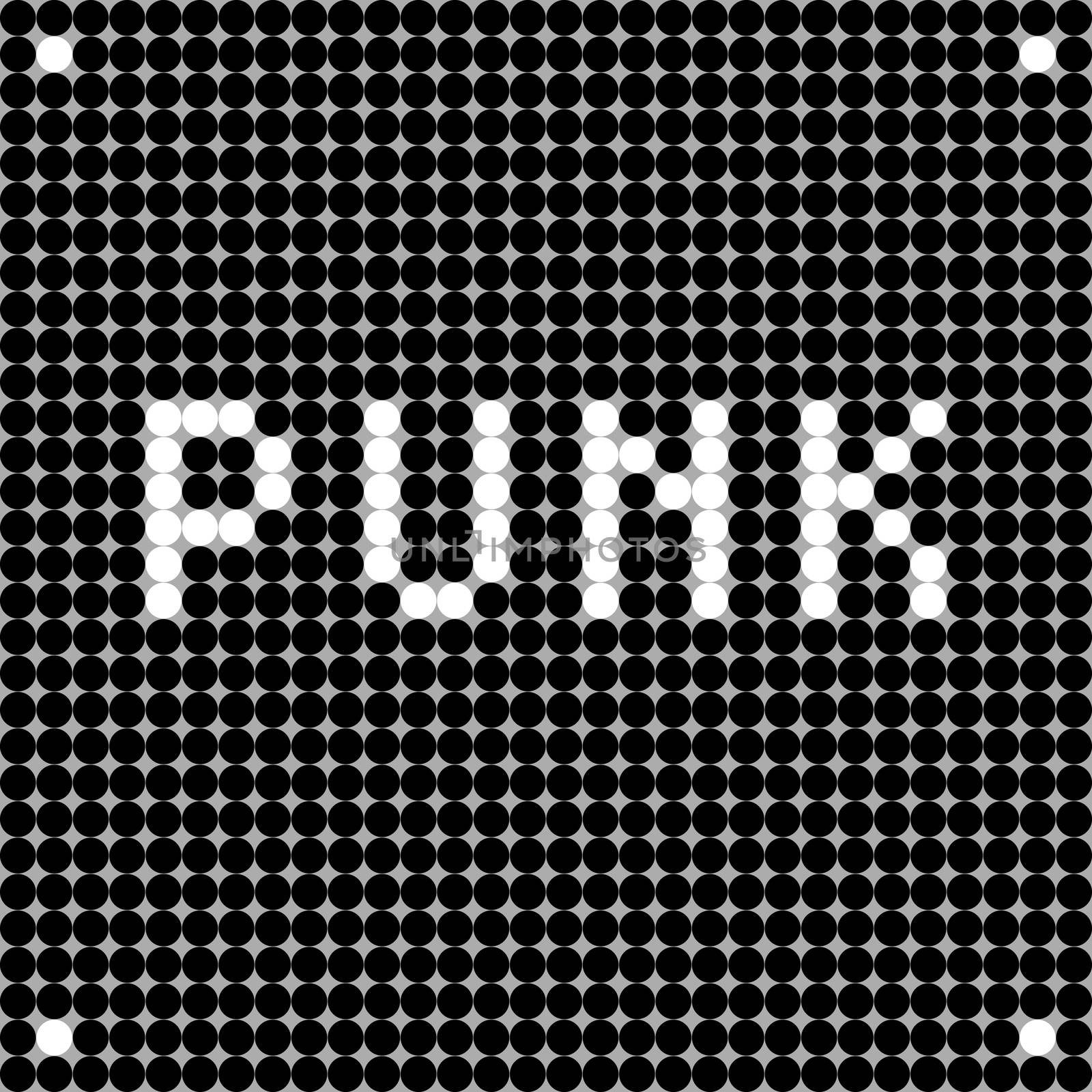 Punk music card, pixel illustration of a scoreboard composition with digital text made of dots